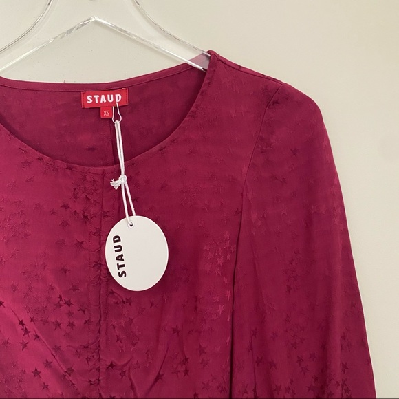 STAUD maroon mars jacquard ruched crop top NWT - Picture 11 of 12